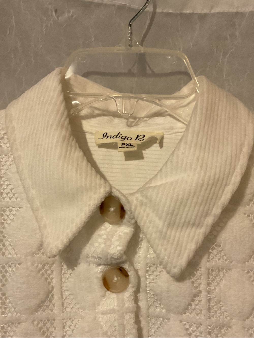 Indigo Rd. Cream Button-Front Textured Knit Lace Ribbed Cardigan PXL - Picture 5 of 12